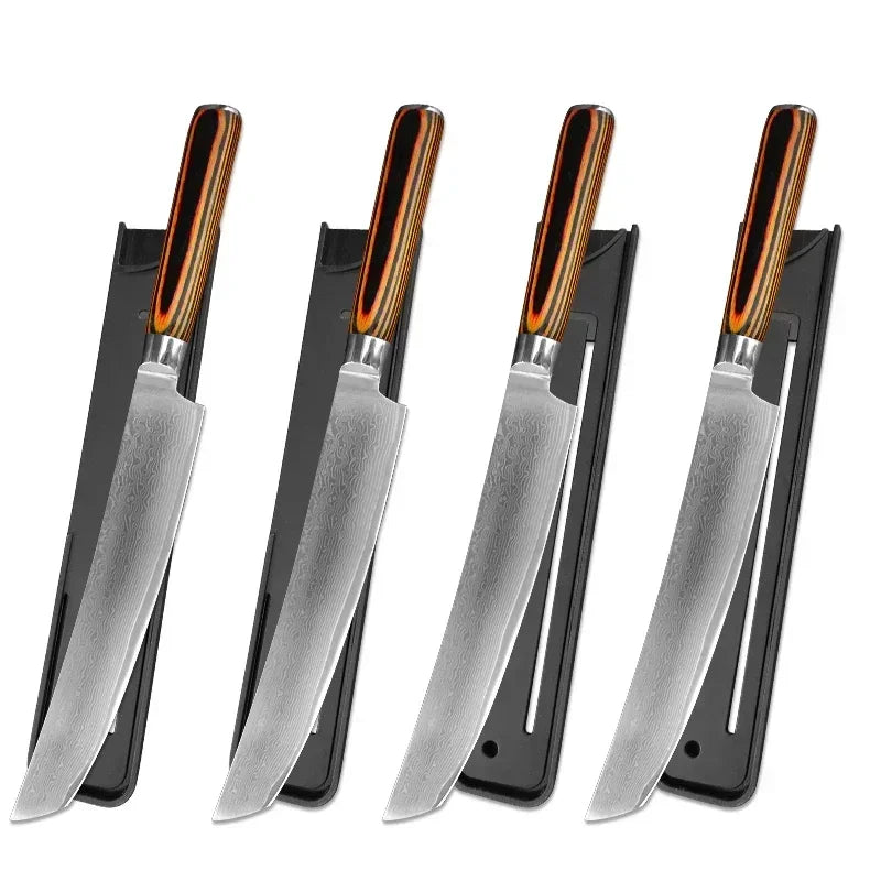 Damascus Steel Kitchen Knife – Wood Handle Chef Knife 16cm Damascus Kitchen Knife Qst 4pcs Knife