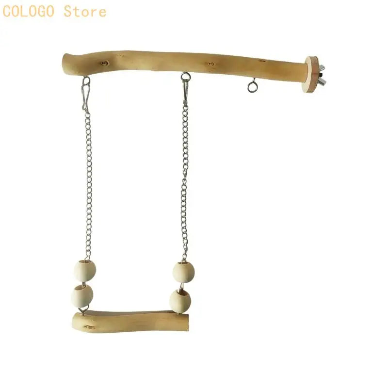 Parrot Swing Bridge Toy – Wood & Metal Chain Small Bird Cage Bird Cage Toy Qme S CN