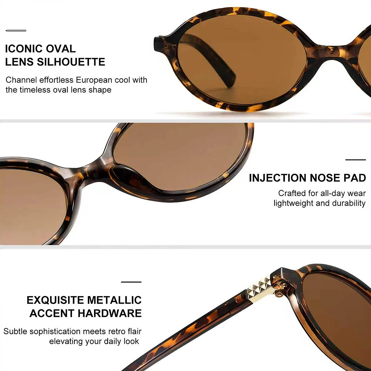 VOPHA Oval Retro Sunglasses UV400 Unisex Small Face S35 Retro Oval Sunglasses Qst