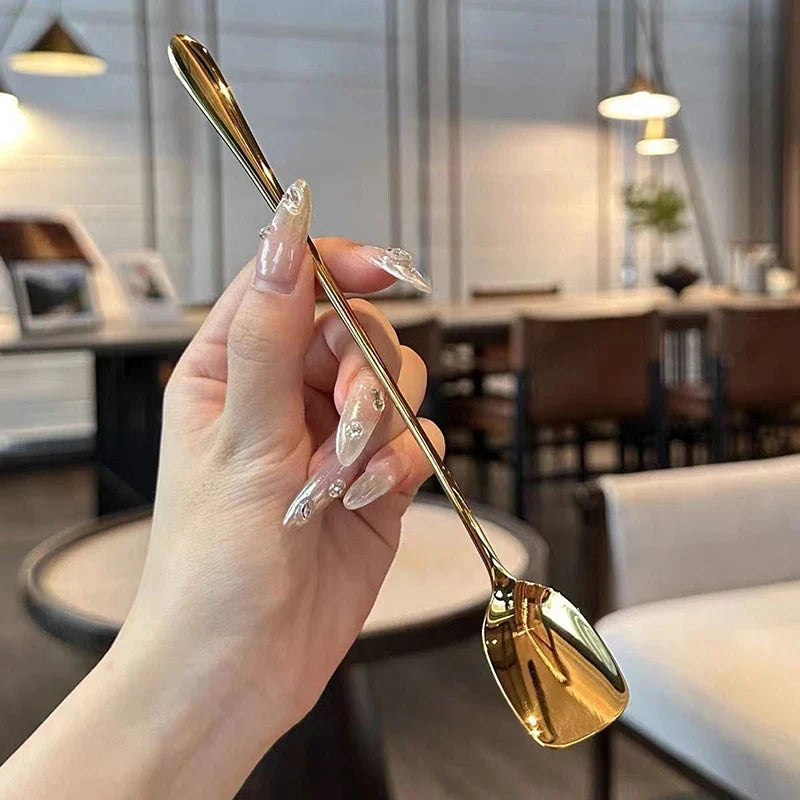 Gold Long Handle Stainless Steel Dinner Spoon – 20cm Dinner Spoon Qme