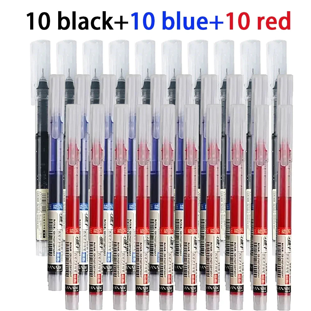 20-Color Liquid Ink Rollerball Gel Pens – Quick-Drying Set Rollerball Gel Pen Set Qme 10black 10blue 10red