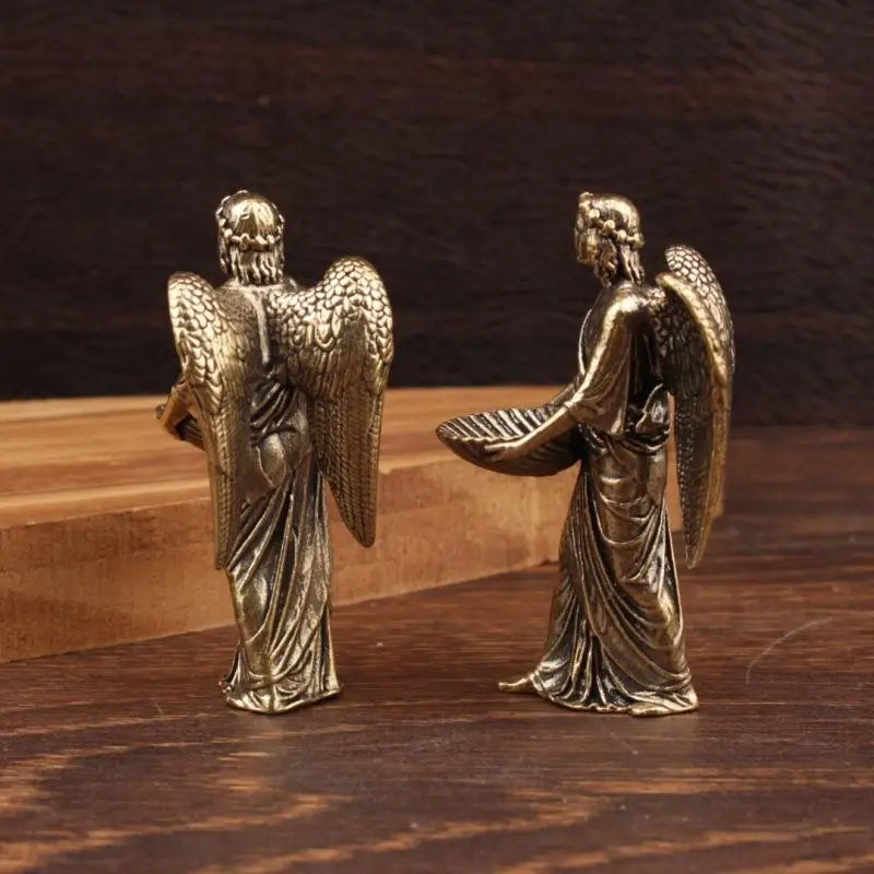 Brass Angel Statue Figurine | Small Bronze Ornament for Home Decor Bronze Angel Figurine Qme