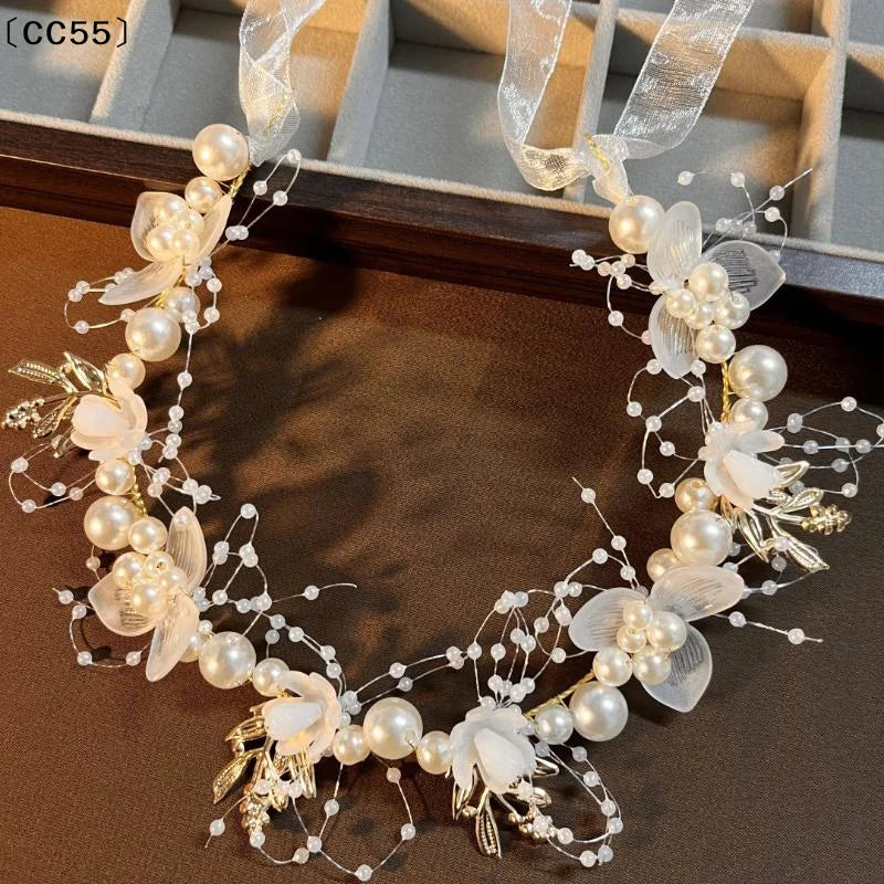 Girls Pearl Flower Wreath Headband | Wedding Hair Hoop Pearl Flower Headband Qst
