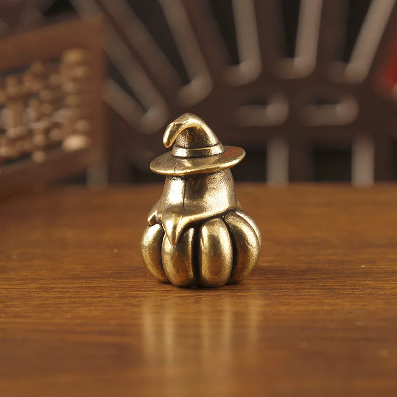 Vintage Brass Mini Ghost Pumpkin Figurine Halloween Statue Halloween Figurine Qme