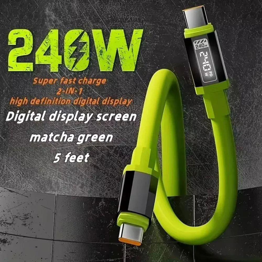 240W USB-C Fast Charging Silicone Cable | Qme | 0.3m–2m USB-C Charging Cable Qme