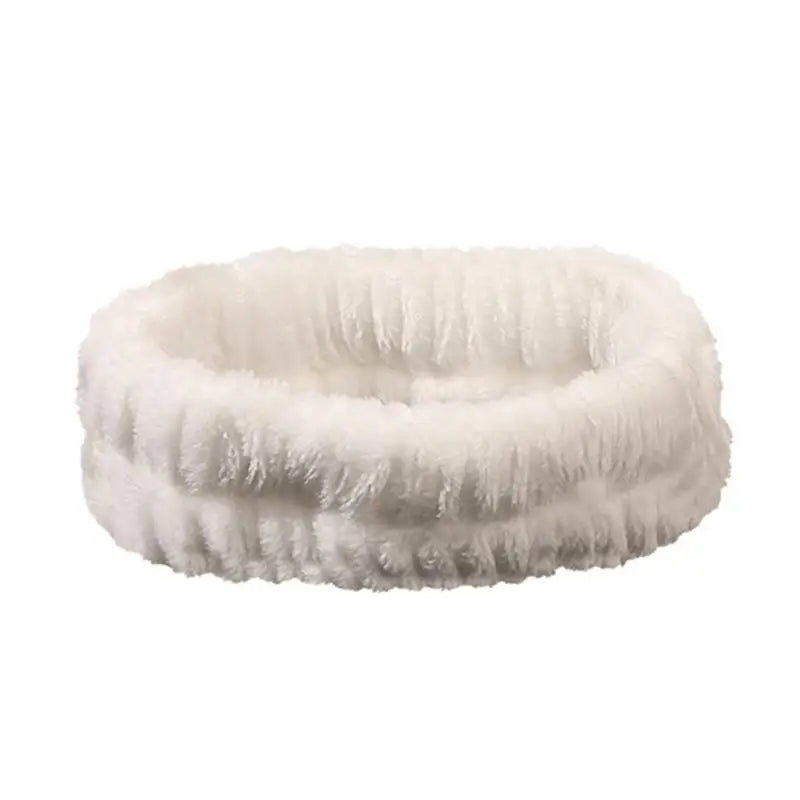 Women's Soft Coral Fleece Headband for Washing Face & Makeup Hair Headband Qst White