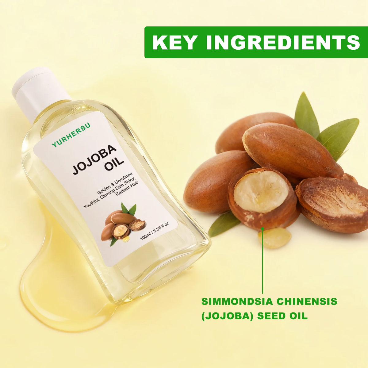 YURHERSU Pure Jojoba Oil – Hair Moisturizer & Frizz Control 100ml Hair Treatment Oil Qst