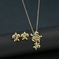 Sea Turtle Crystal Necklace & Earrings Set for Women Crystal Jewelry Set Qme Jewelry Set 2