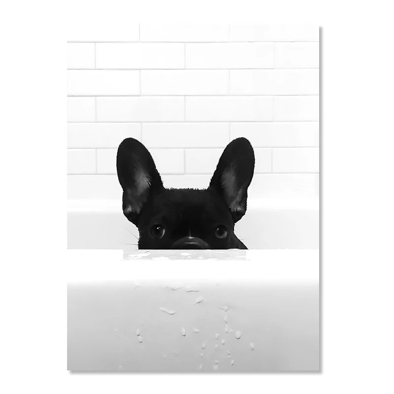 Nordic Animal Canvas Wall Art – Black & White Bathroom Poster Canvas Wall Art Qst 16 40x60cm Unframed