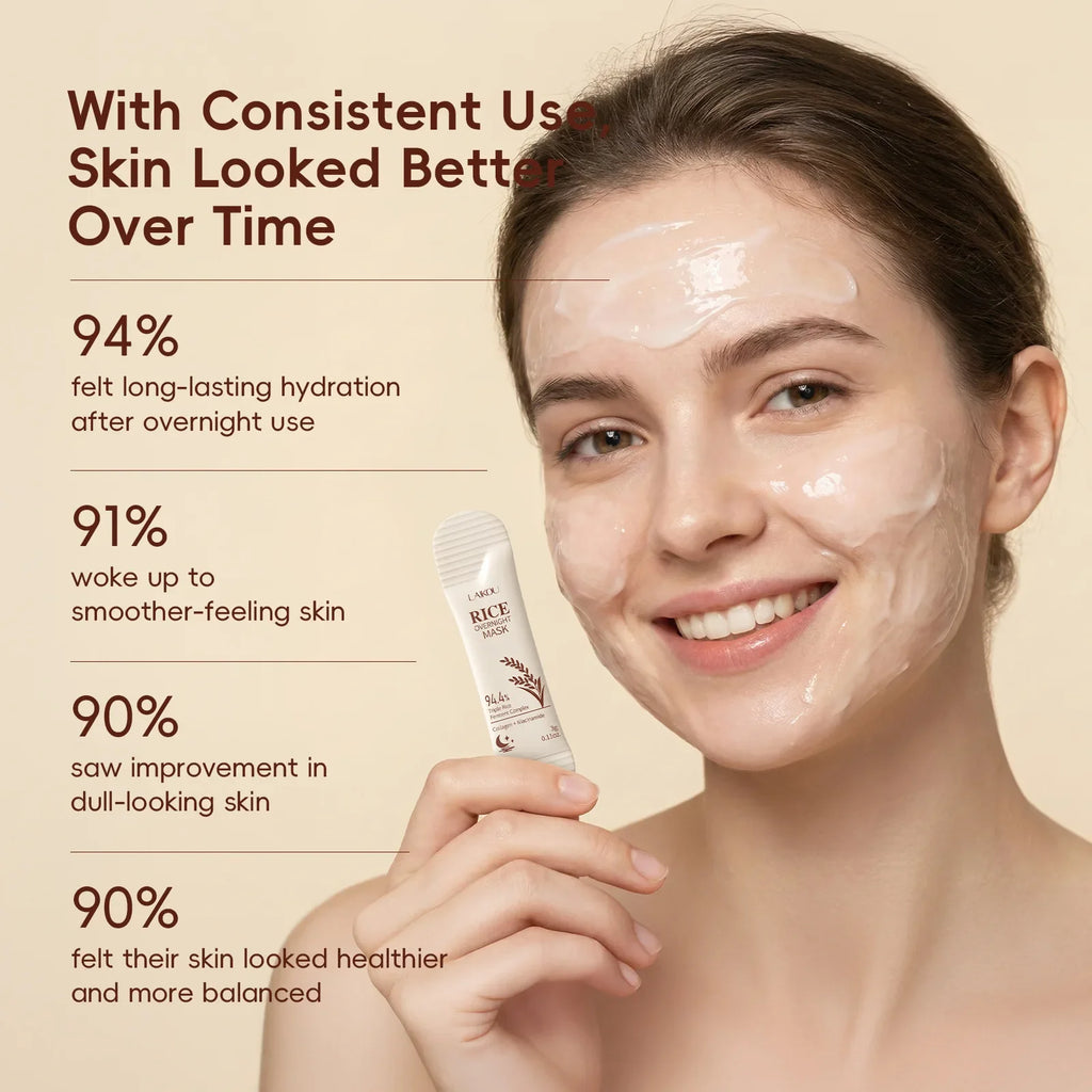 Rice Raw Pulp Brightening Sleep Mask – Fade Dark Spots Overnight Sleep Mask Qme