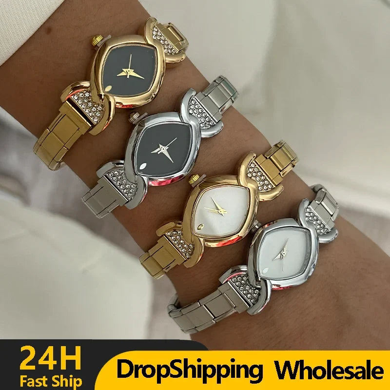 Women's DIY Elastic Charm Stainless Steel Watch Bracelet Charm Watch Bracelet Qme