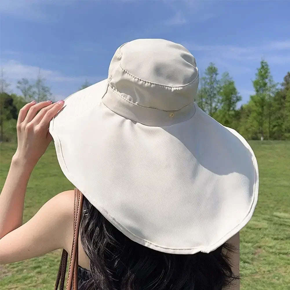Women's Large Brim Sun Hat with UV Neck Flap – 5 Colors Wide Brim Sun Hat Qme