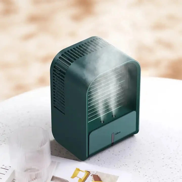 Portable USB Desktop Fan & Spray Humidifier 4000mAh Air Cooler Desktop Fan Humidifier Qst Green A