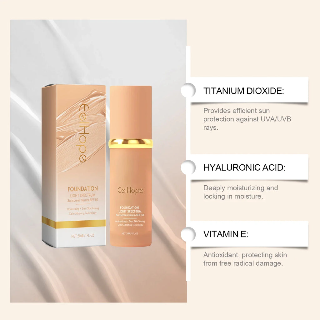 Qme SPF 50 Color-Adapting Foundation Serum Concealer Foundation Serum SPF Qme