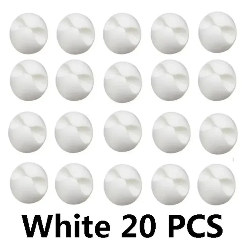 Silicone Cable Clips & Charger Holder Set – 20pcs Easy Install Cable Clip Organizer Qme White 20pcs