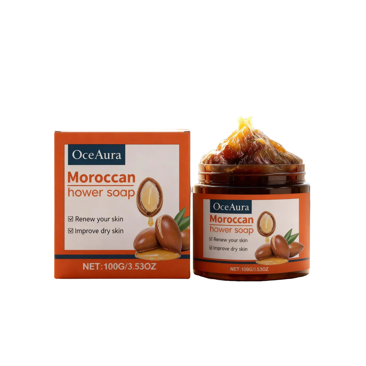 OceAura Moroccan Body Soap Cream – Hydrating Daily Cleanser Body Soap Cream Qst 100g