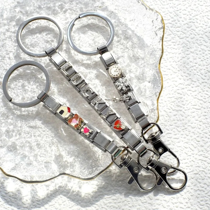 DIY Italian Link Charm Bead Key Chain – 10 Colors Charm Bead Keychain Qme