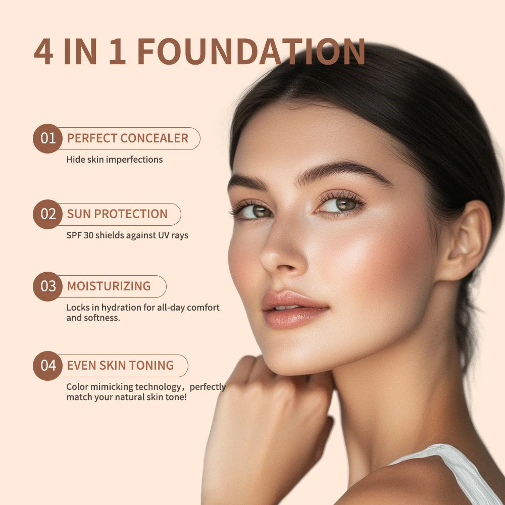 4-in-1 Color Changing Foundation SPF 30 – Hydrating & Waterproof Liquid Foundation Qst