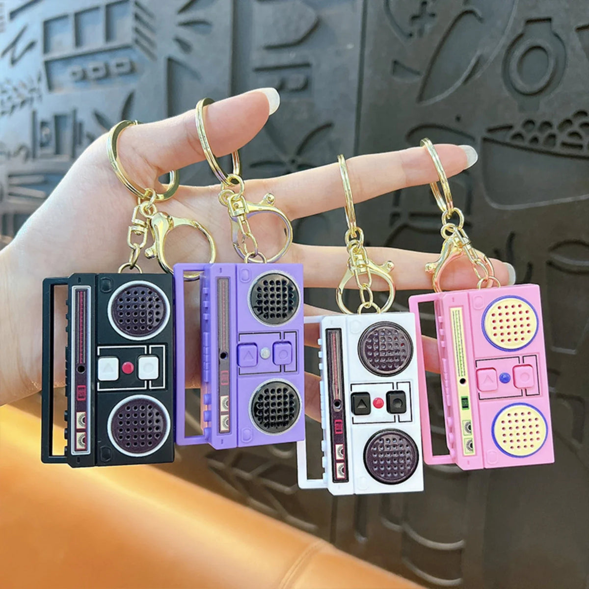 Retro Cassette Recorder Keychain | Mini Novelty CD Keyring Novelty Keychain Qme