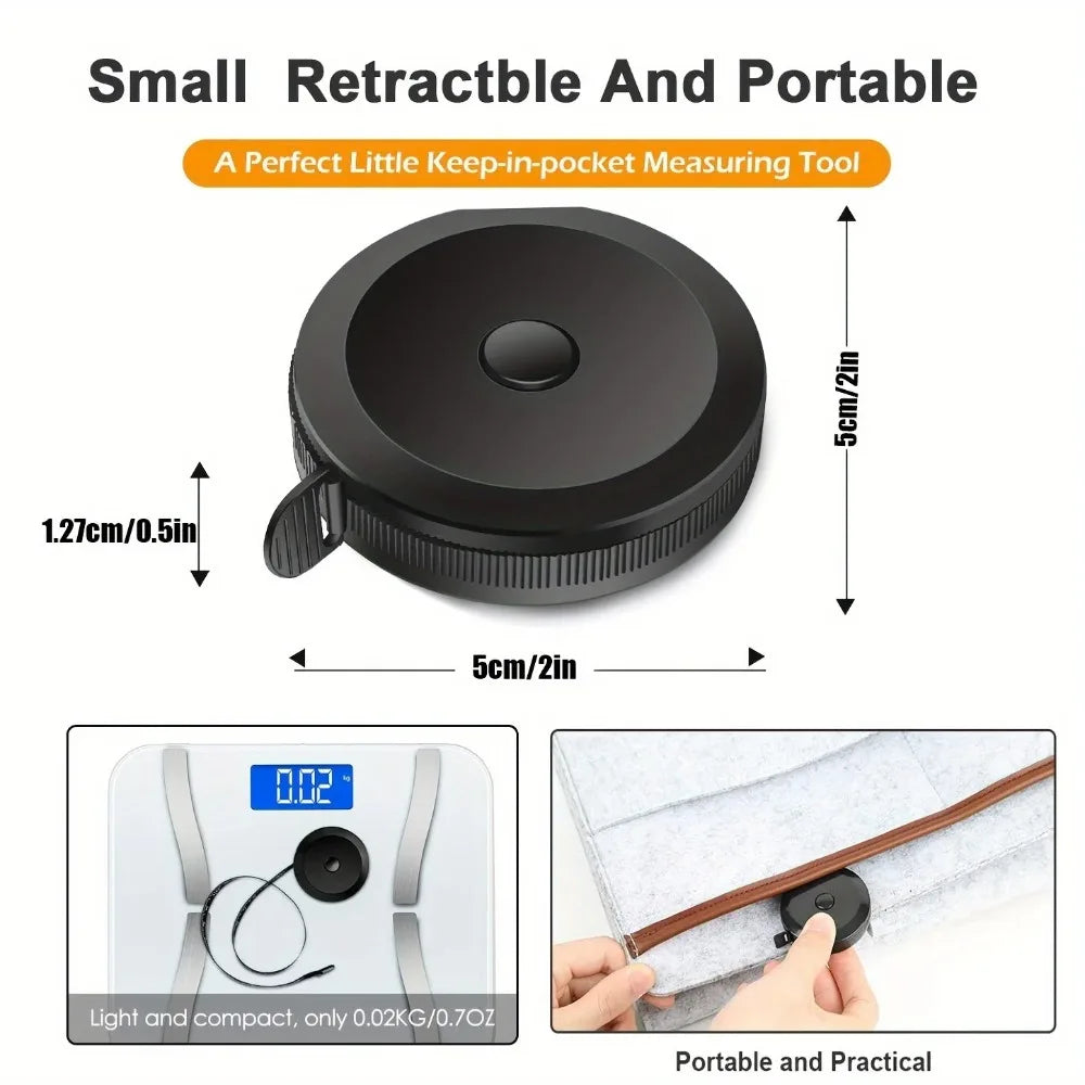 Retractable Soft Measuring Tape – 150cm/60" Sewing & Tailor Tool Sewing Tape Measure Qme