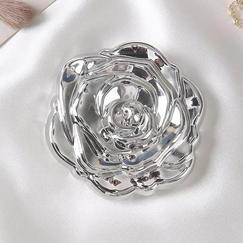 Double-Sided Rose Pocket Mirror – Compact Makeup Mirror Compact Pocket Mirror Qst A Silver