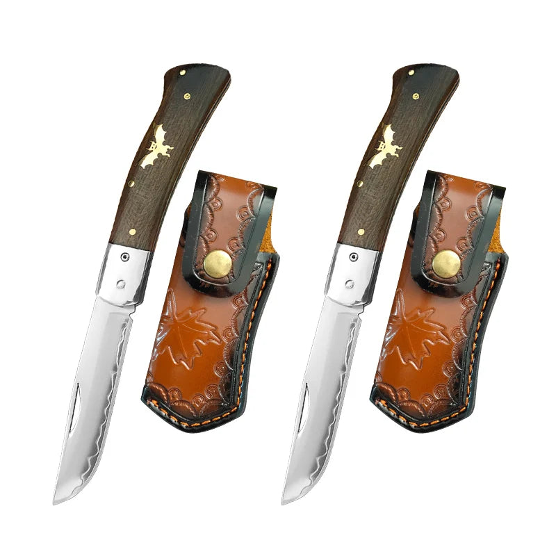 VG10 Damascus Steel Mini Folding Pocket Knife – EDC Fruit Knife Folding Pocket Knife Qst 2PCS Knife A