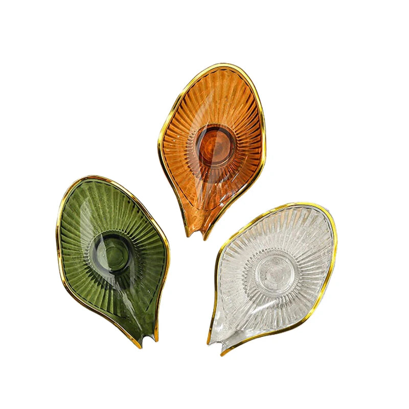 Leaf Shape Soap Dish with Drain Tray – Non-Slip PET Holder Soap Dish Holder Qst