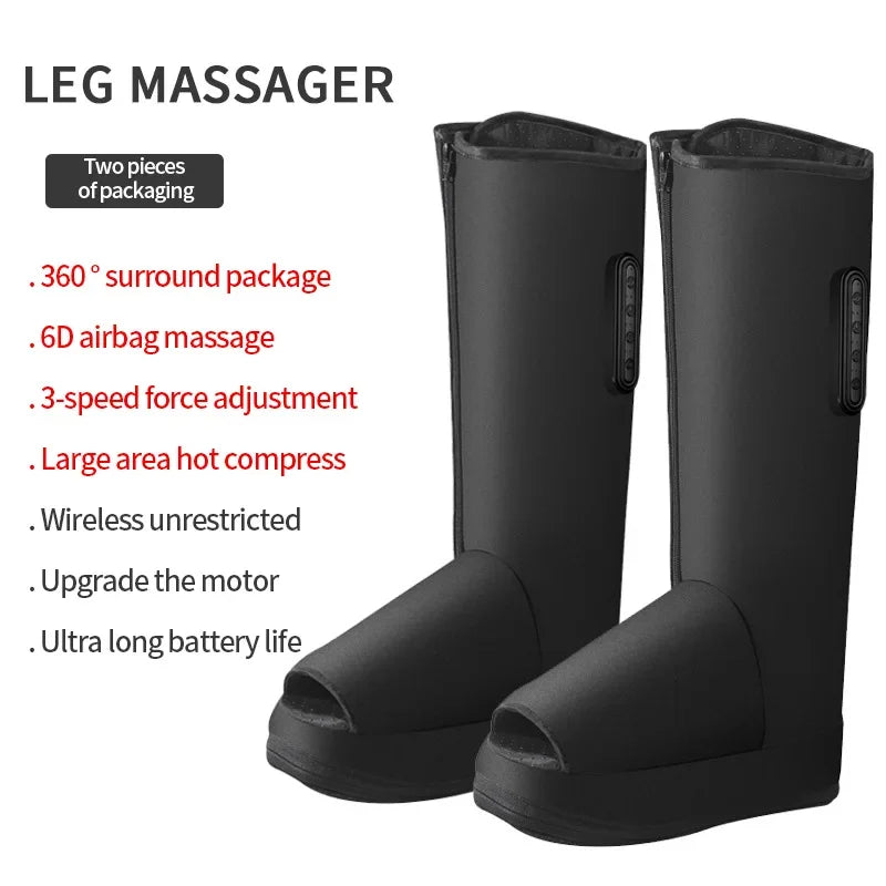 Wireless Air Compression Massage Boots with Heat | 3-Speed Leg Compression Massager Qst