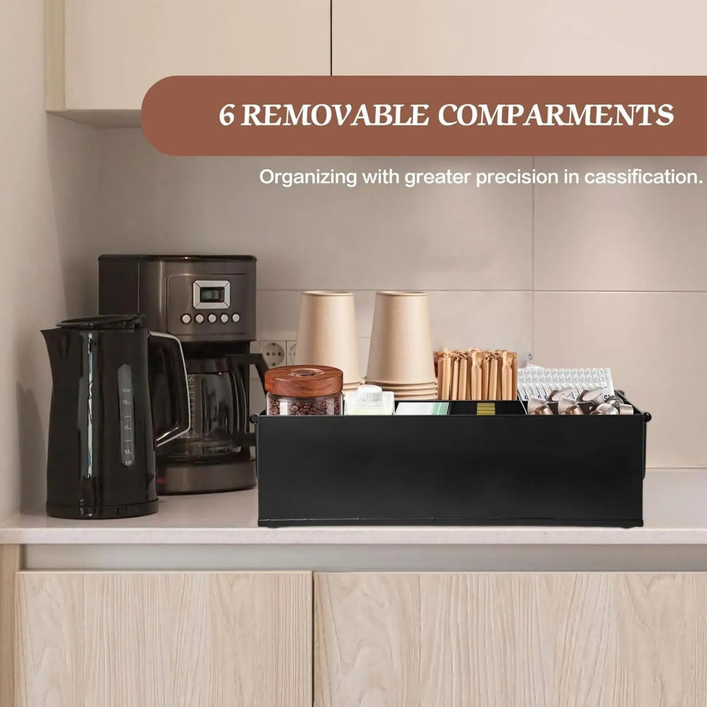 Wood Coffee Counter Organizer Sugar Basket with Handle Counter Storage Basket Qme