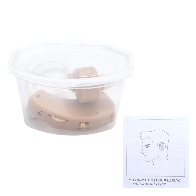 XceeFit Adjustable Sound Amplifier Hearing Aid | AG13 Battery Hearing Aid Amplifier Qst with White box