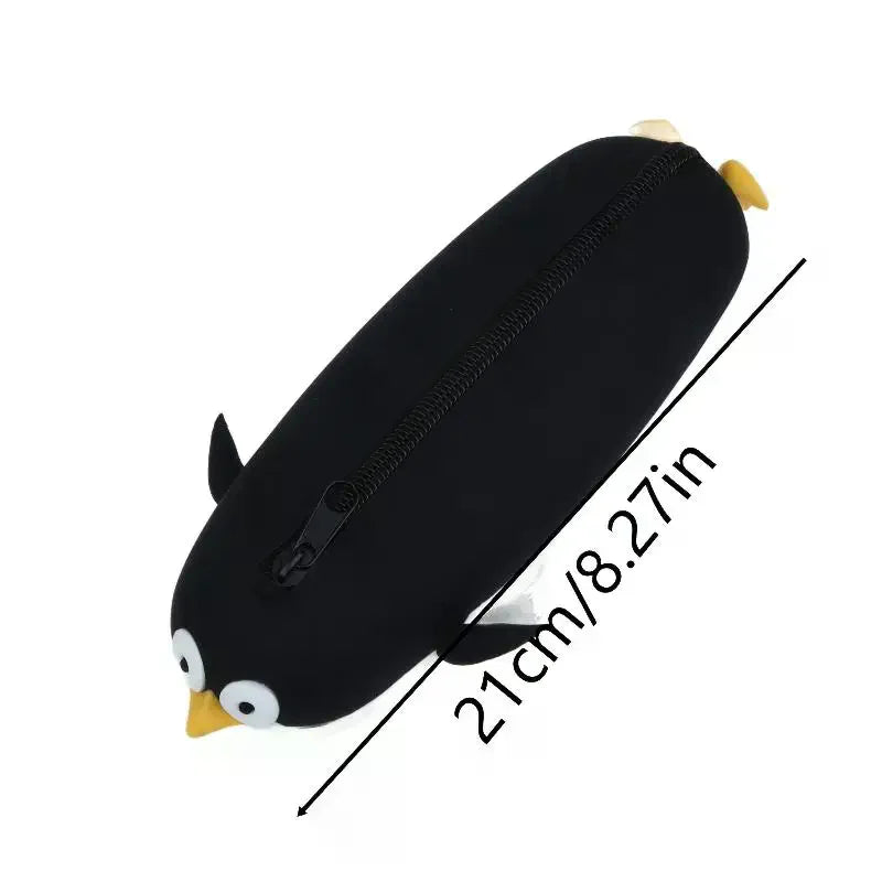 Cute Penguin Silicone Pencil Case – Large Capacity Waterproof Silicone Pencil Case Qme