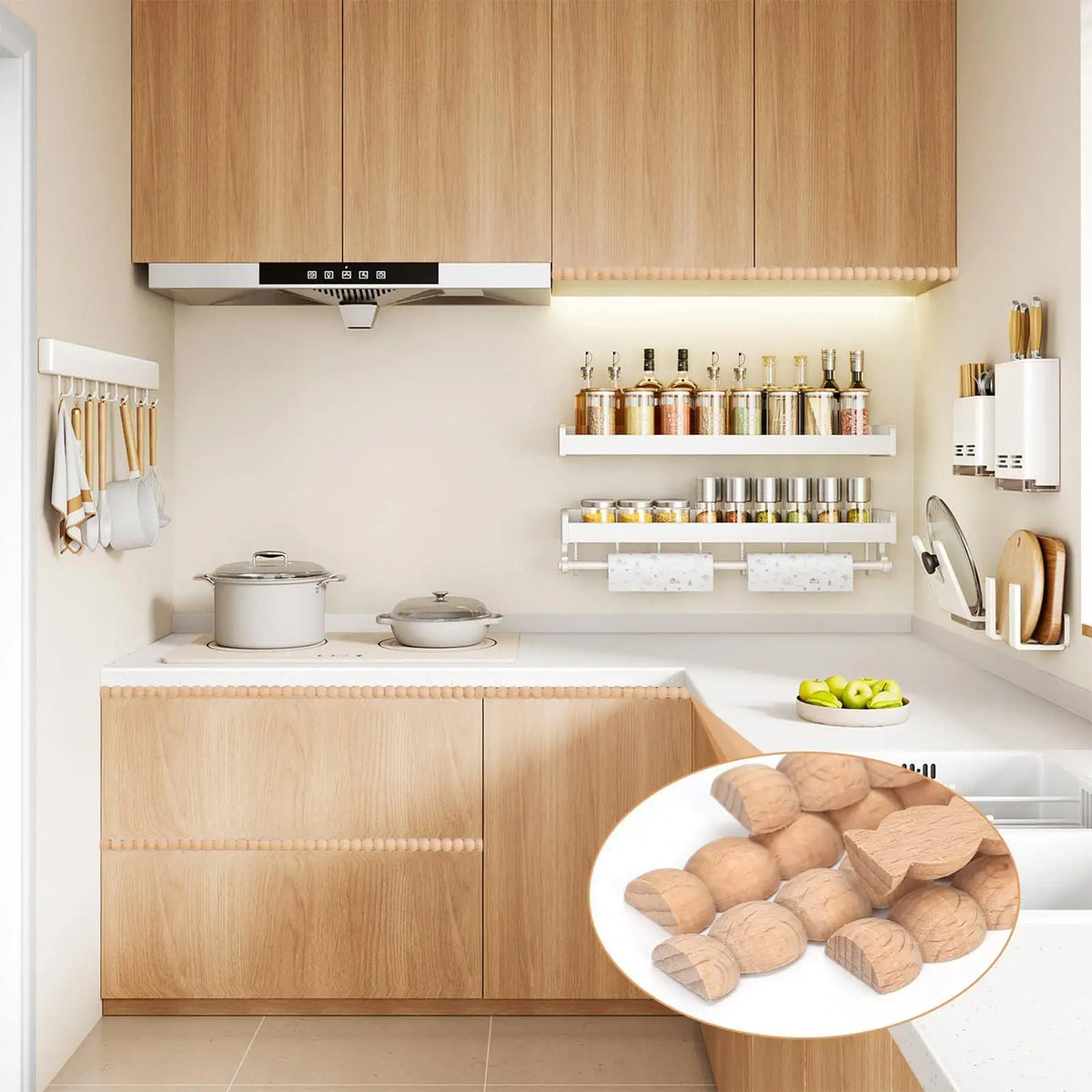 Unfinished Beech Half Bead Wood Trim Molding Strips – 10 Pcs Wood Trim Molding Qme
