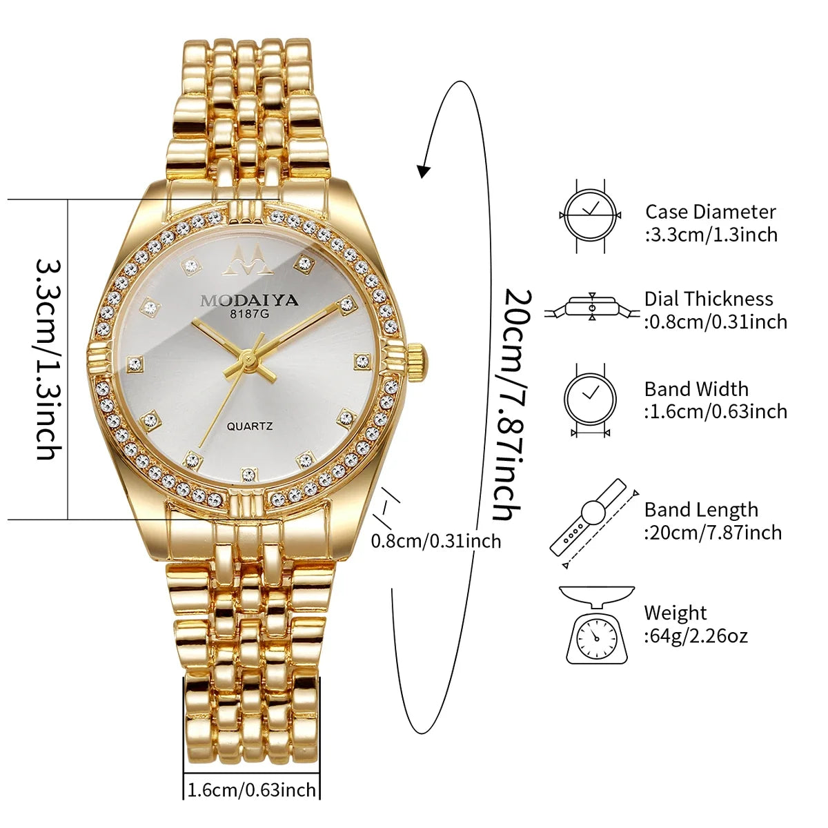 Classic Women's Quartz Watch | Crystal Bezel | 6 Styles Women's Quartz Watch Qme