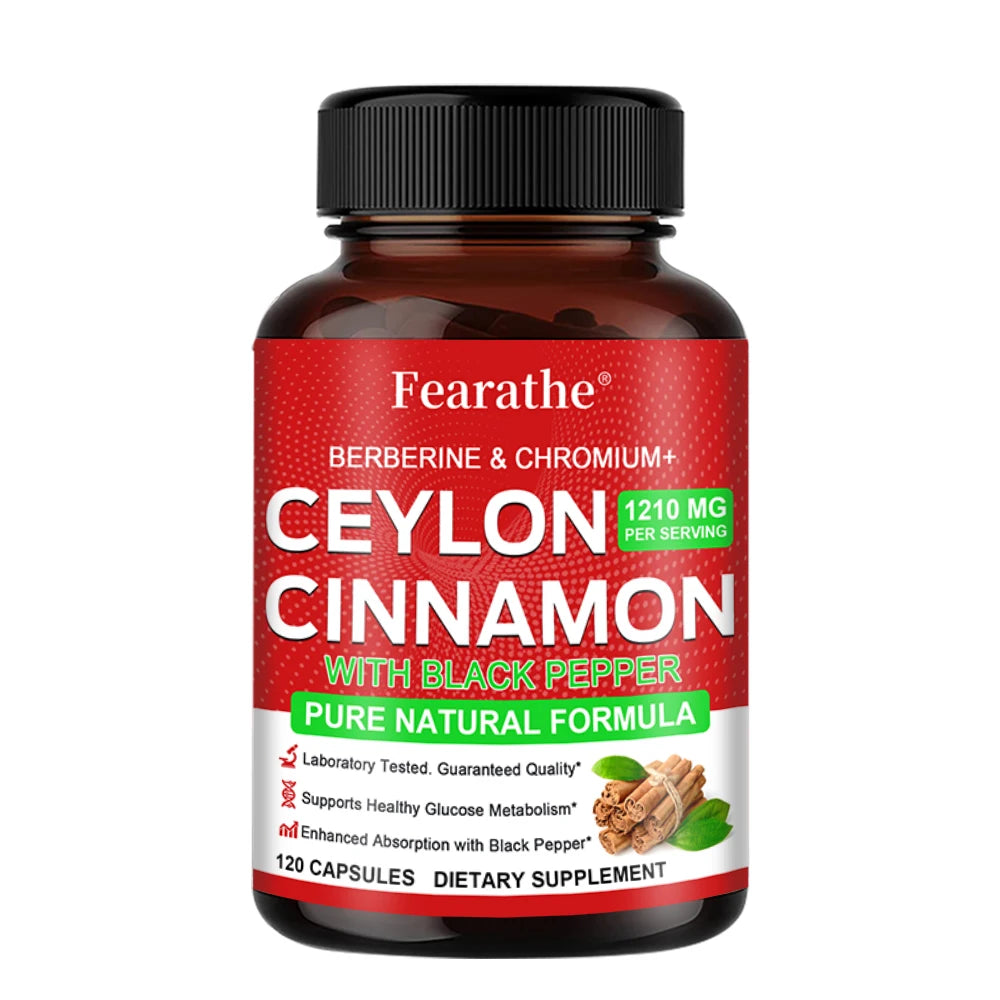 Organic Ceylon Cinnamon Capsules 1000mg | VITALXTRA Herbal Supplement Qst 120 count-1 bottle