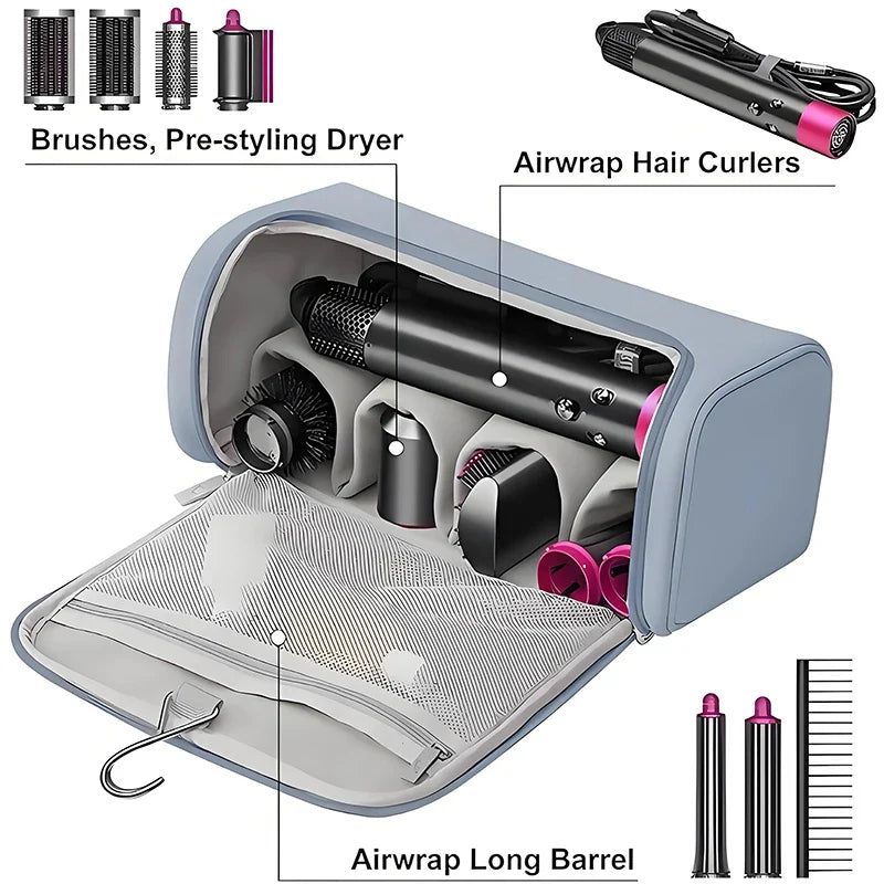 Hair Dryer Travel Organizer Bag – PU Leather Carrying Case Hair Tool Travel Case Qme