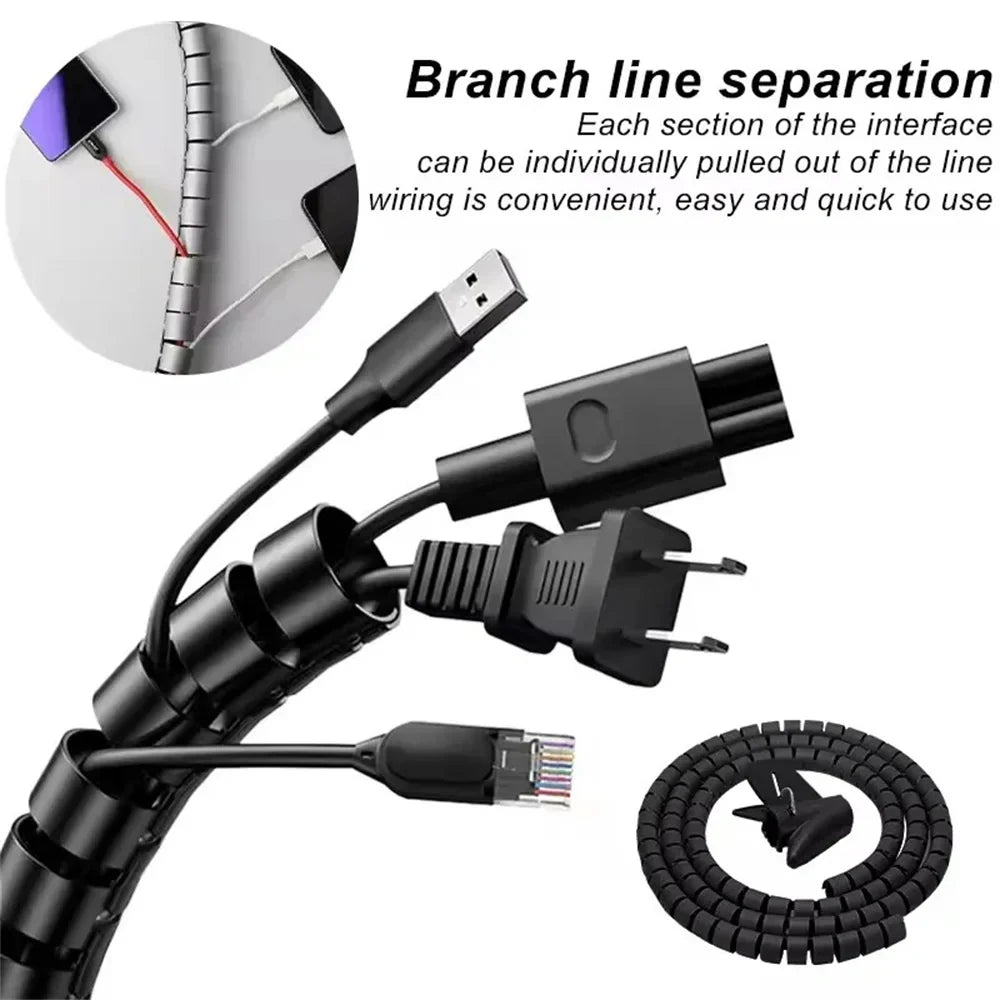 Spiral Cable Wire Wrap – Flexible PVC Cord Management Sleeve Cable Management Wrap Qme