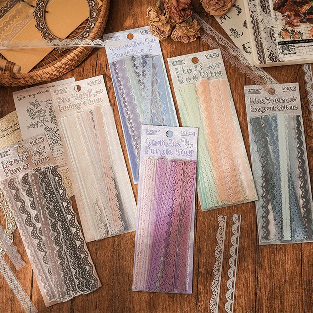 Lace Stickers for Scrapbooking, Junk Journal & Collage Decor Decorative Craft Stickers Qme