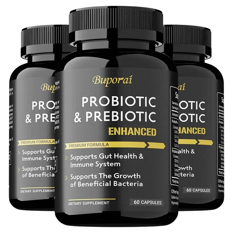 Pslalae Probiotics & Prebiotics Capsules – Daily Gut Support Probiotic Supplement Qst 60 Capsule-3bottles
