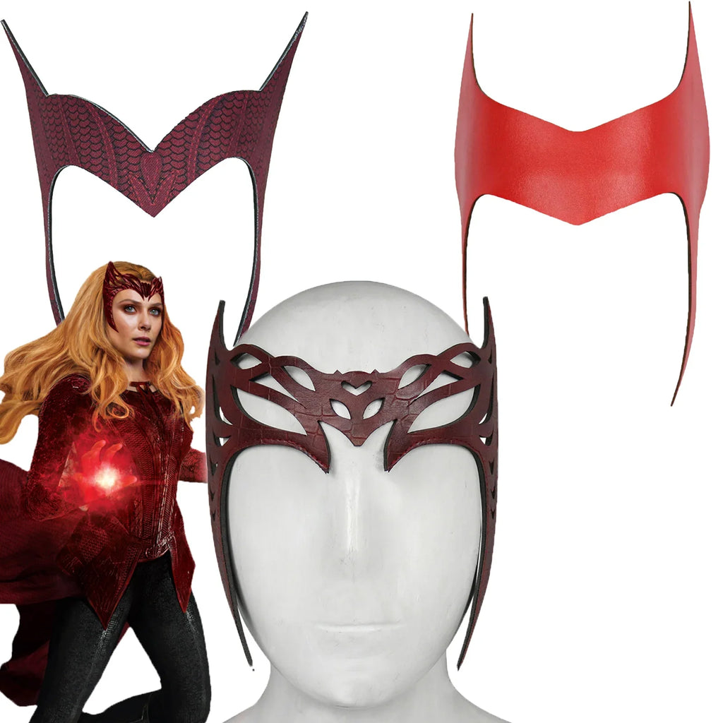 Scarlet Witch Cosplay Headband & Mask | Synthetic Leather Cosplay Headband Mask Qme
