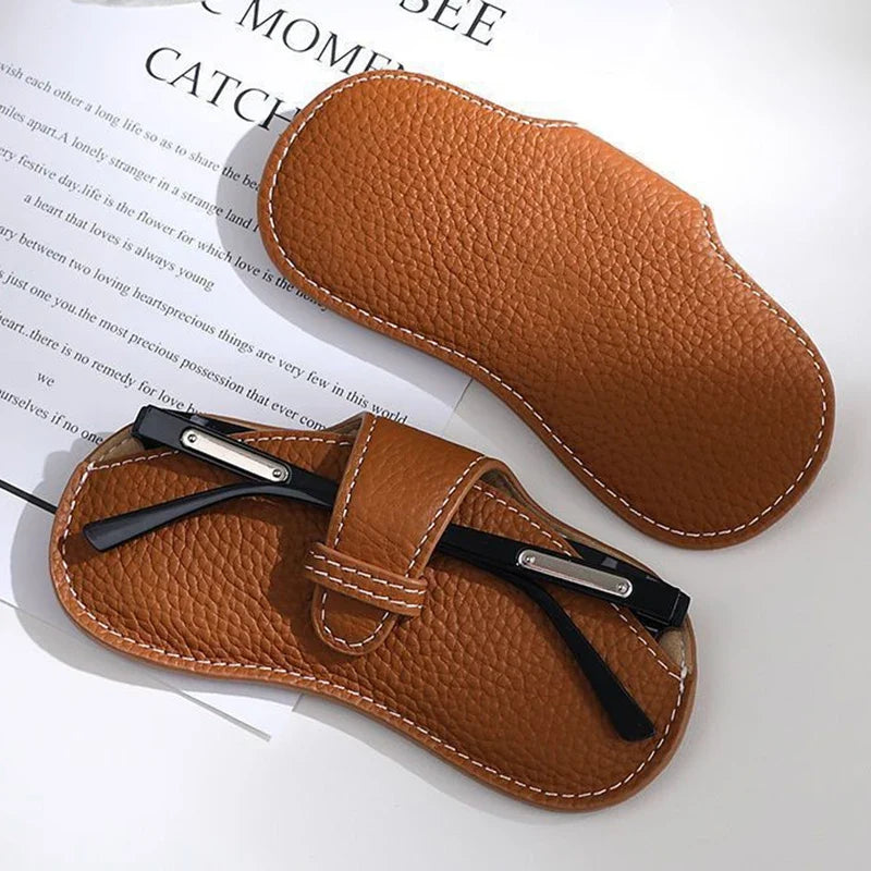 PU Leather Glasses Case – Portable Sunglasses Storage Bag Glasses Storage Case Qme BROWN
