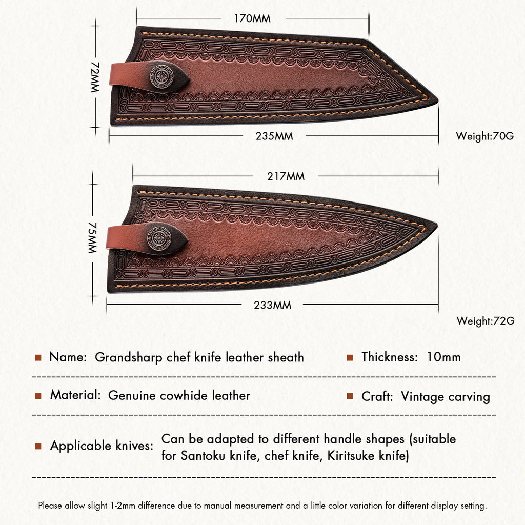 Grandsharp Genuine Cowhide Leather Chef Knife Sheath Knife Sheath Qst