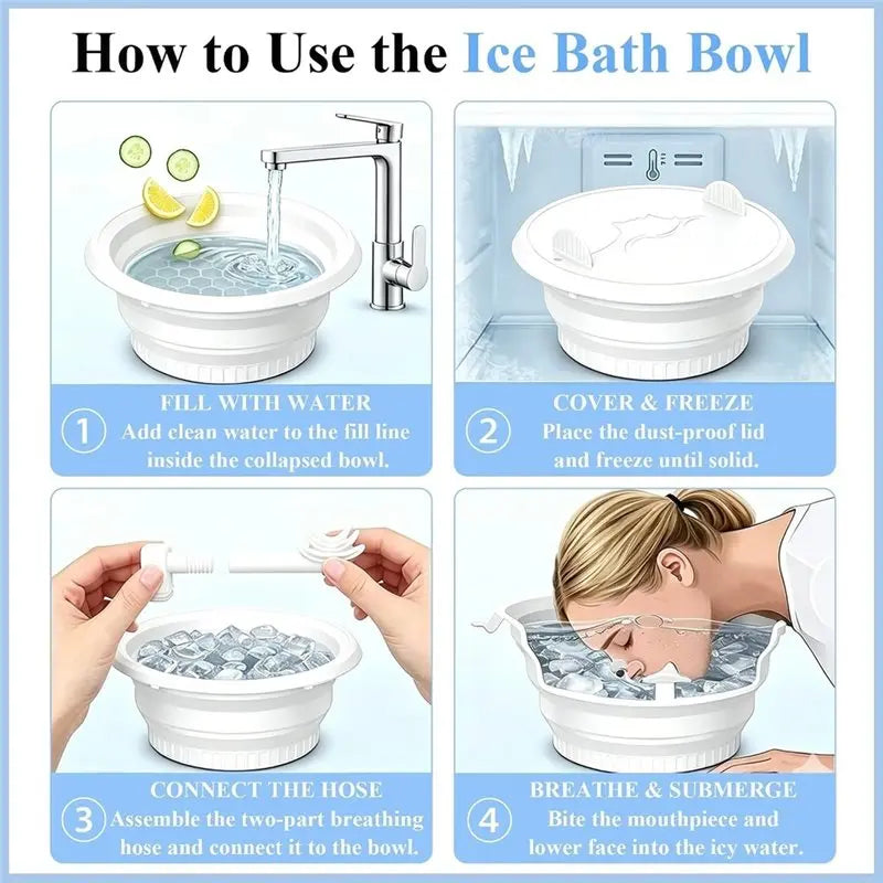 Collapsible Silicone Facial Ice Bath Bowl – Cold Plunge Face Facial Ice Bath Bowl Qst