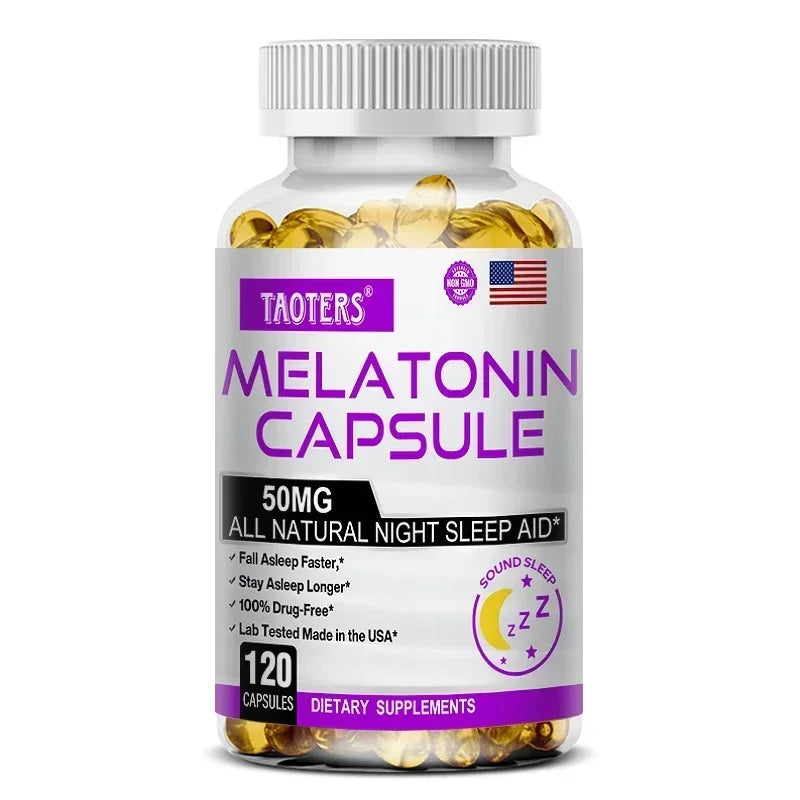 Taoters Melatonin Capsules – Natural Sleep Support Supplement Sleep Support Supplement Qst 120 count-1 bottle