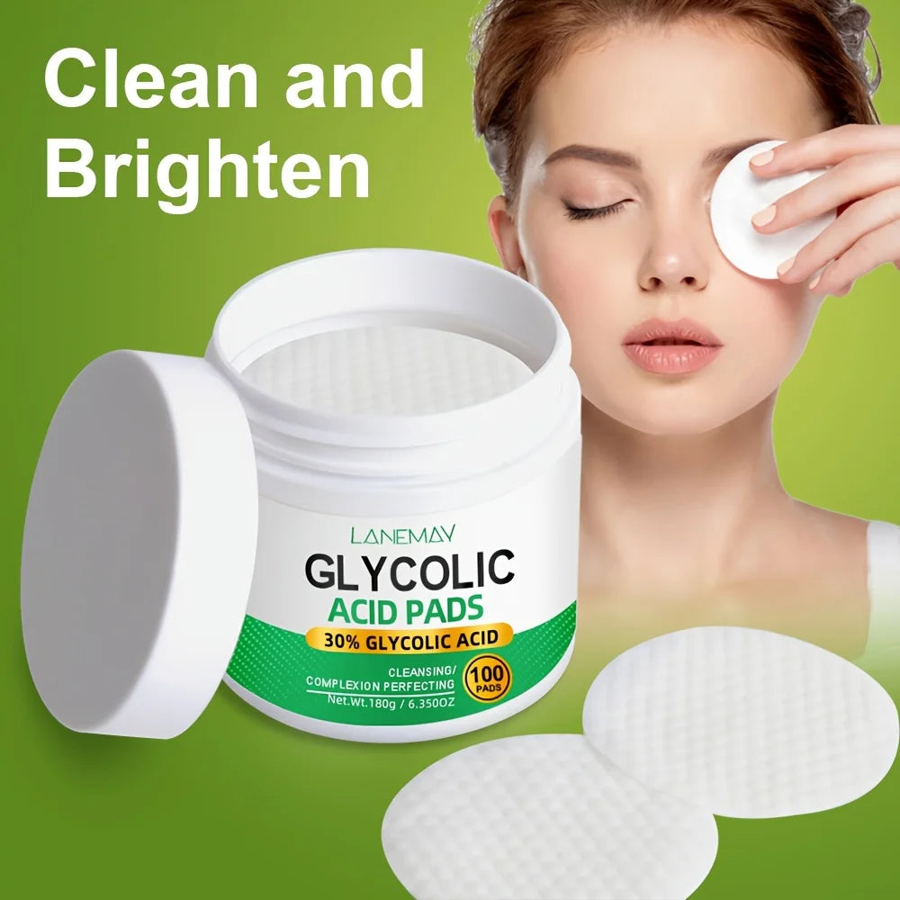 100-Count Glycolic Acid Brightening Face Pads – Niacinamide & Vitamins Facial Exfoliating Pads Qst