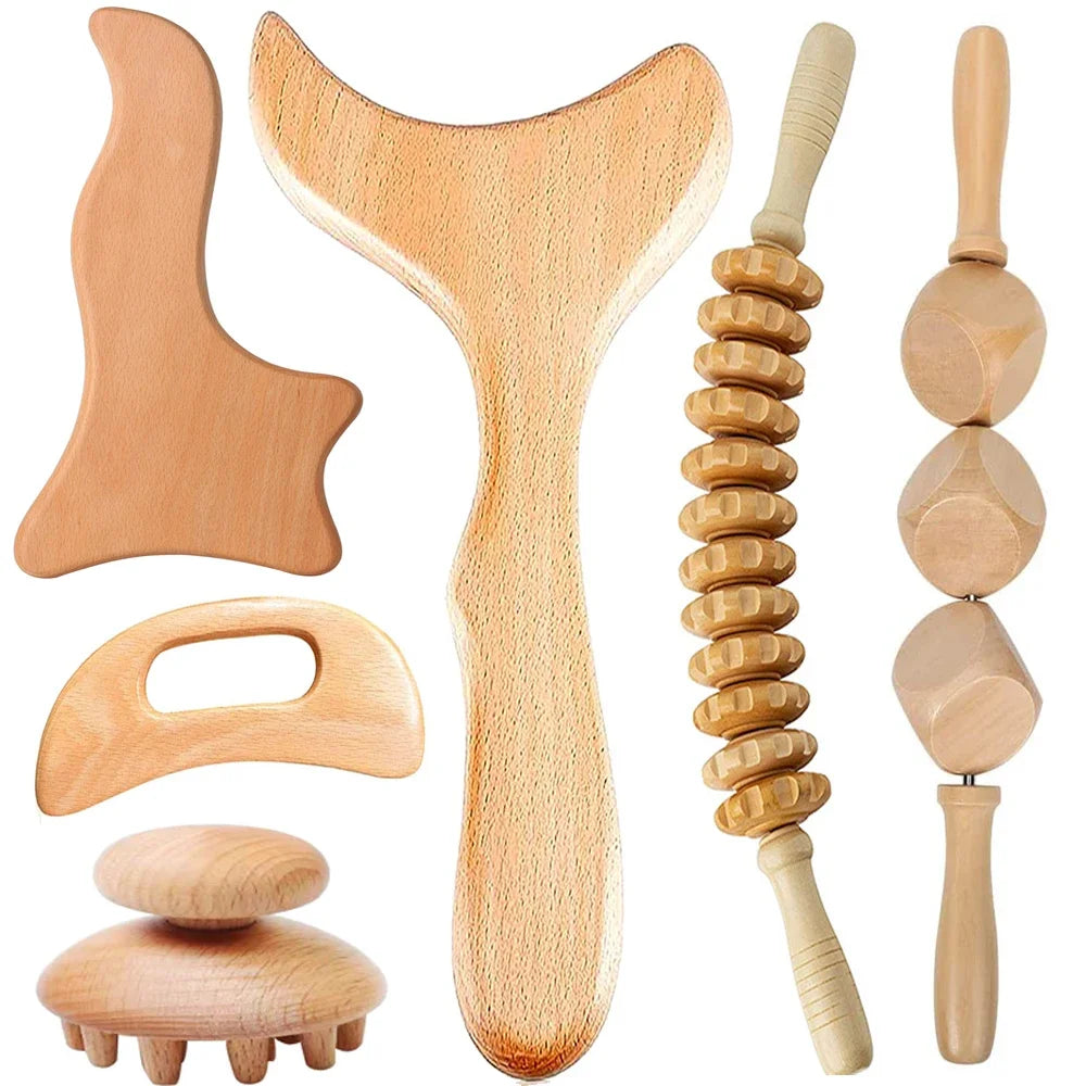 Wooden Therapy Massage Set – Gua Sha & Maderoterapia Tools Wooden Massage Set Qst 6PCS-5