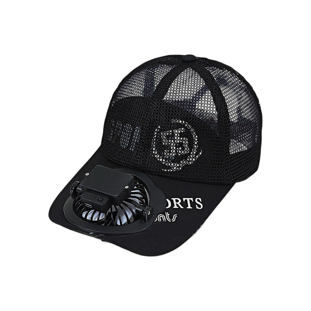 USB Charging Fan Cap – Mesh Breathable Hat for Men & Women USB Fan Cap Qme