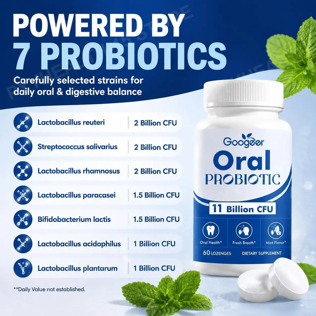 Googeer Oral Probiotic Lozenges 11B CFU Mint Flavor – 60ct Oral Probiotic Lozenges Qst