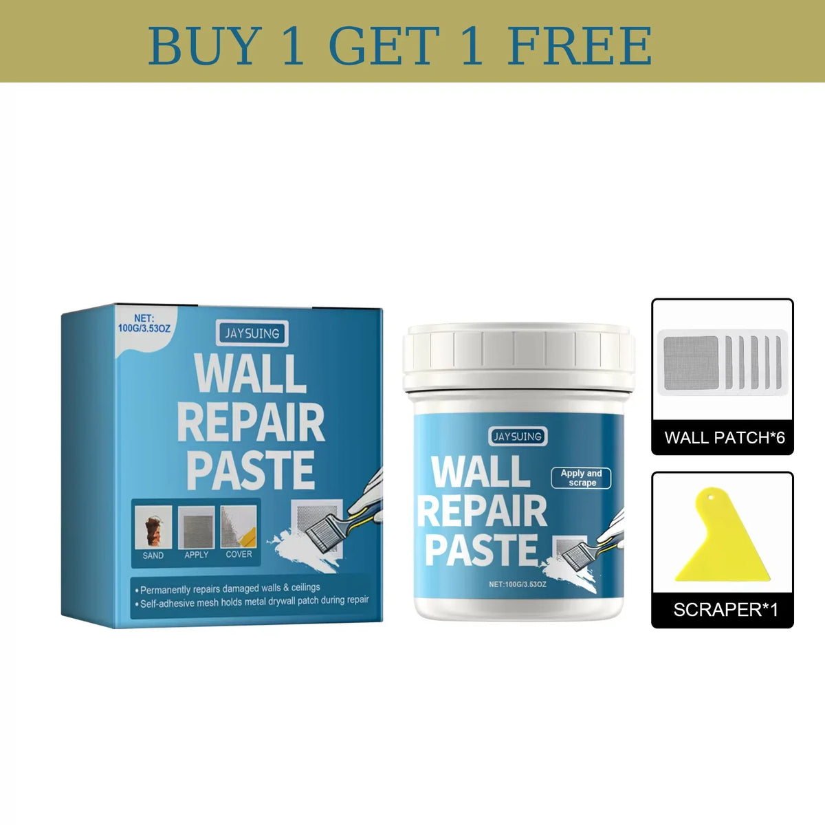 White Wall Repair Paste | Quick-Drying Mould-Proof Filler Wall Repair Paste Qme 100g Boxed Kit