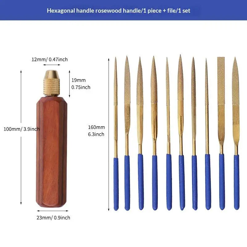 DIY Jade & Metal Polishing File with Wood Handle Polishing File Tool Qme