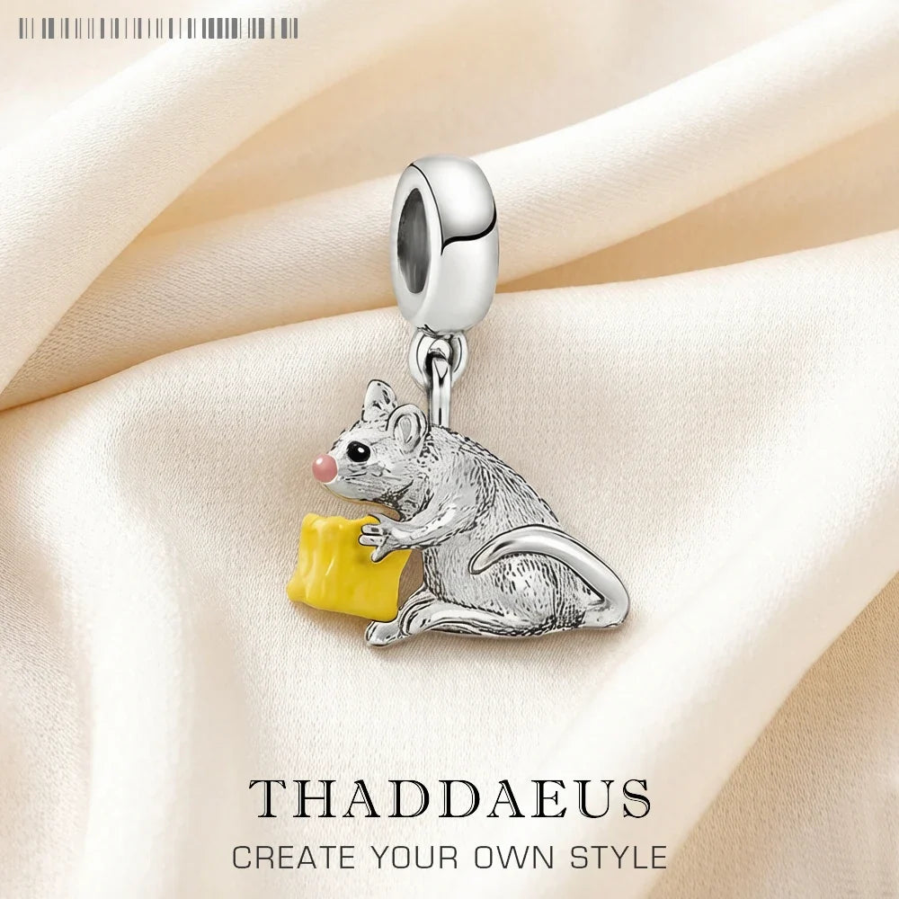 Mouse & Cheese 925 Sterling Silver European Bracelet Charm Sterling Silver Charm Qme